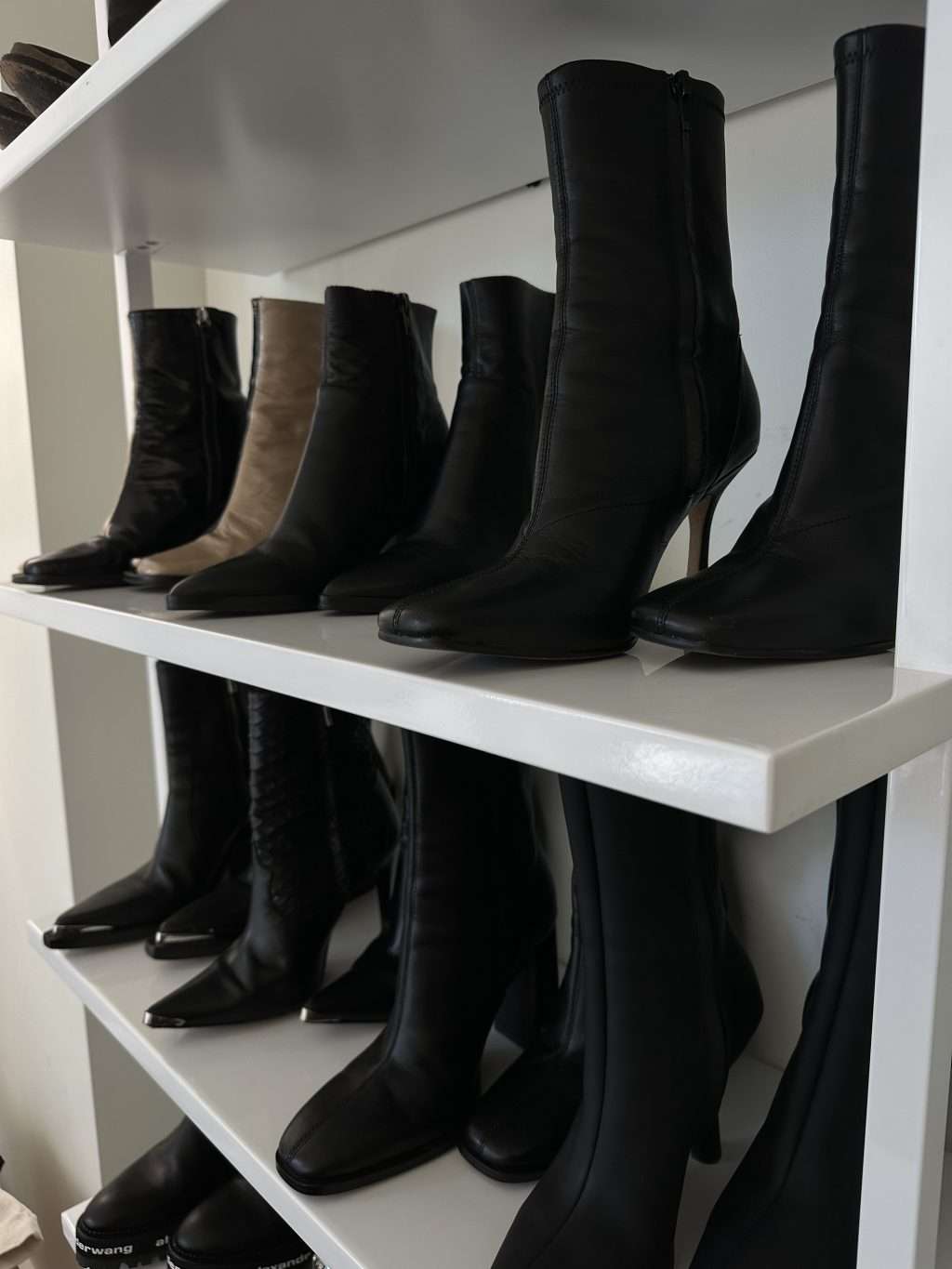 organized shoes in closet